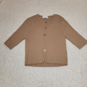 Willow Boutique Beige Ribbed Double Zero  Streatchy Cropped Top